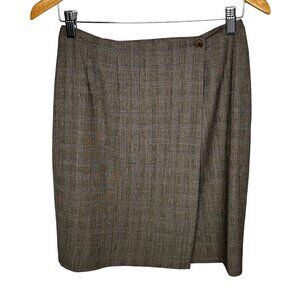Borgopinti Firenze Wool Plaid Wrap Mini Skirt Brown Italy 28 Waist Vintage